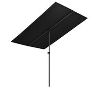 Vidaxl Parasol De Jardin Avec Mât En Aluminium 180x110 Cm Noir Noir