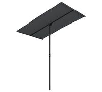 vidaXL Parasol de Jardin avec Mât en Aluminium, Pare-Soleil de Patio, Abri de Soleil, Parasol de Terrasse Extérieur, 180x110 cm Noir