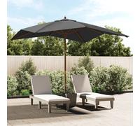 Parasol de jardin - - Mât en bois anthracite - 300x300x273 cm - Anti-UV et anti-décoloration