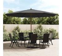 vidaXL Parasol de jardin avec mât en bois anthracite 400x273 cm, parasol, parasol d'extérieur, parasol de patio, parapluie, 363177 Gris G