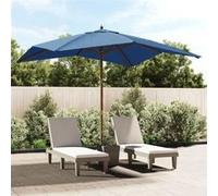 vidaXL Parasol de jardin avec mât en bois bleu azuré 300x300x273 cm 363198 Bleu G