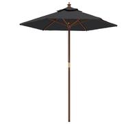 Vidaxl Parasol De Jardin Avec Mât En Bois Noir 196x231 Cm