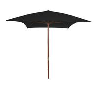 Vidaxl Parasol De Jardin Avec Mât En Bois Noir 200x300 Cm