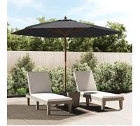 vidaXL Parasol de Jardin avec mât en Bois Noir 299x240 cm, Parasol, Parasol d'extérieur, Parasol de Patio, Parapluie, Parasol de terrasse