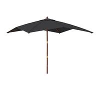 vidaXL Parasol de Jardin avec mât en Bois Noir 300x300x273 cm, Parasol, Parasol d'extérieur, Parasol de Patio, Parapluie, Parasol de terrasse