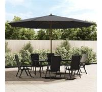 vidaXL Parasol de jardin avec mât en bois noir 400x273 cm 363181 Noir G