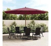 vidaXL Parasol de jardin avec mât en bois rouge bordeaux 400x273 cm, parasol, parasol d'extérieur, parasol de patio, 363179 Rouge G