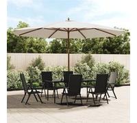 vidaXL Parasol de jardin avec mât en bois sable 400x273 cm, parasol, parasol d'extérieur, parasol de patio, parapluie, 363175 Beige G