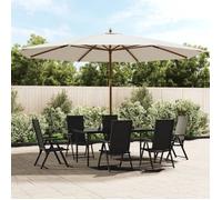 vidaXL Parasol de jardin avec mât en bois sable 400x273 cm, parasol, parasol d'extérieur, parasol de patio, parapluie, 363175