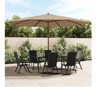 vidaXL Parasol de jardin avec mât en bois taupe 400x273 cm, parasol, parasol d'extérieur, parasol de patio, parapluie, 363178
