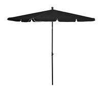 vidaXL Parasol de Jardin avec Mât Parasol de Patio Pare-soleil de Terrasse Parasol d'Extérieur Anti-UV Anti-décoloration 210x140 cm Noir
