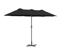 vidaXL Parasol de Jardin avec Un Cadre Noir en Acier, Dimensions 380 x 196 x 235 cm. Son Toit est en Polyester, il a Un revêtement en Poudre, et Une poignée à manivelle pour l'ajuster Facilement. Il