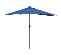 vidaXL Parasol de Jardin Azurblau avec éclairage LED, en Aluminium et Polyester, résistant aux UV, 294 x 150 x 224 cm, à manivelle et Pliable. Parfait pour la terrasse, Le Balcon ou Le Jardin, Super