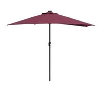 vidaXL Parasol de Jardin Bordeaux en alu avec éclairage LED Solaire, en Polyester, 294 x 150 x 224 cm, Pliable avec manivelle, résistant aux UV et à l'eau, aéré, pour Faire de l'ombre sur ta terrasse
