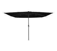vidaXL Parasol de Jardin carré avec des lumières LED, 295 x 245 cm, Noir. Résistant aux UV, Pliable et réglable, Parfait pour l'extérieur, Que ce Soit sur Le Balcon, Le Patio ou pour se Mettre à l'om