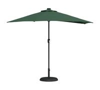 vidaXL Parasol de jardin demi avec un mât en alu - Vert, 294 cm, Largeur 150 cm, Lumière LED, Manivelle réglable - Idéal pour les terrasses, les balcons et les jardins. Parasol UV pour faire de l'ombr