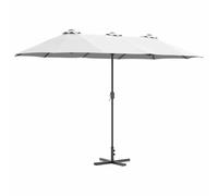 vidaXL Parasol de Jardin en Acier avec Finition Poudre, Dimensions 380 x 196 cm, 235 cm de Haut, Double Toit, manivelle pour la Ventilation, Base croisée, en Tissu Polyester résistant aux UV et aux i