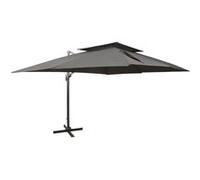 vidaXL Parasol de Jardin en Porte-à-faux avec Double Toit, Pare-soleil de Patio, Abri de Soleil, Parasol de Terrasse 312373 Gris G