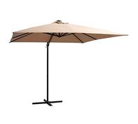 vidaXL Parasol de Jardin en Porte-à-faux avec Lumières LED et Mât en Acier, Pare-soleil de Patio, Abri de Soleil Terrasse, 250x250 cm Taupe