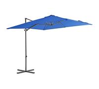 vidaXL Parasol Déporté avec Mât en Acier Parasol de Jardin Parasol de Patio Terrasse Extérieur Anti-UV Anti-décoloration Bleu Azuré 250x250 cm