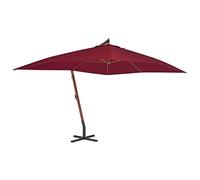 vidaXL Parasol en porte-à-faux avec mât en bois 400 x 300 cm Bordeaux