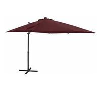 vidaXL Parasol de Jardin en Porte-à-faux avec Mât et Lumières LED, Pare-soleil de Patio, Abri de Soleil Terrasse, Rouge 312326 Rouge G