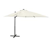 vidaXL Parasol de Jardin en Porte-à-faux avec Mât et Lumières LED, Pare-soleil de Patio, Abri de Soleil Terrasse Extérieur, Sable 250 cm