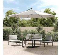 vidaXL Parasol de Jardin en Porte-à-faux, Pare-soleil de Patio, Abri de Soleil, Parasol Suspendu avec Manivelle Terrasse 42199 Blanc G