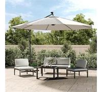 Zweefparasol met LED-verlichting en metalen paal 350 cm zand44523