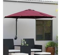 Vidaxl Parasol De Jardin Mural Avec Leds Rouge Bordeaux 248 Cm