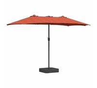 vidaXL Parasol de Jardin Terracotta à Double tête avec manivelle réglable 385 x 209 x 244 cm en Tissu Polyester, Cadre en Acier recouvert de Poudre, Protection UV, résistant à l'eau, Pliable pour Le