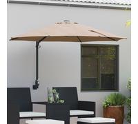 Vidaxl Parasol De Patio Taupe Polyester Grand Pliable Rond Moderne