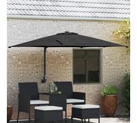 Vidaxl Parasol De Terrasse Noir Polyester, Acier Grand Inclinable