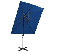 Vidaxl Parasol Déporté À Double Toit Bleu Azuré 250x250 Cm Bleu