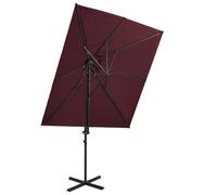 Vidaxl Parasol Déporté À Double Toit Rouge Bordeaux 250x250 Cm Rouge