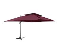 Vidaxl Parasol Déporté À Double Toit Rouge Bordeaux 400x300 Cm Rouge