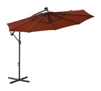 Vidaxl Parasol Déporté À Led Et Mât En Acier Terre Cuite