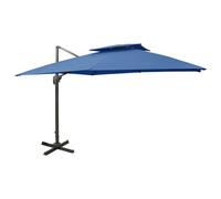 vidaXL Parasol déporté avec double toit 300x300 cm bleu azur