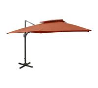 Vidaxl Parasol Déporté Avec Double Toit 300x300 Cm Terre Cuite