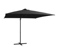 Vidaxl Parasol Déporté Avec Led Et Mât En Acier 250x250 Cm Noir Noir