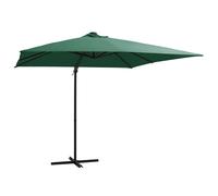 Vidaxl Parasol Déporté Avec Led Et Mât En Acier 250x250 Cm Vert Vert