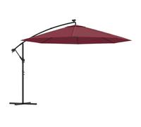 Vidaxl Parasol Déporté Avec Lumières Led Rouge Bordeaux 350 Cm Rouge