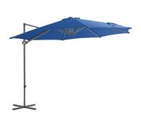 Vidaxl Parasol Déporté Avec Mât En Acier Bleu Azuré 300 Cm Bleu