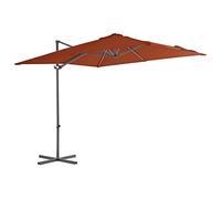 vidaXL Parasol Déporté avec Mât en Acier Parasol de Jardin Parasol de Patio Terrasse Extérieur Anti-UV Anti-décoloration Terre Cuite 250x250 cm