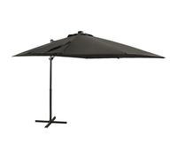 Vidaxl Parasol Déporté Avec Mât Et Lumières Led Anthracite 250 Cm Gris