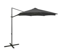 Vidaxl Parasol Déporté Avec Mât Et Lumières Led Anthracite 300 Cm Gris