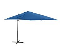 Vidaxl Parasol Déporté Avec Mât Et Lumières Led Bleu Azuré 250 Cm Bleu