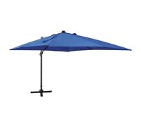 Vidaxl Parasol Déporté Avec Mât Et Lumières Led Bleu Azuré 300 Cm Bleu