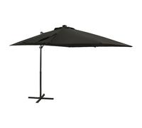vidaXL Parasol déporté avec mât et lumières LED Noir 250 cm