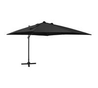 Vidaxl Parasol Déporté Avec Mât Et Lumières Led Noir 300 Cm Noir